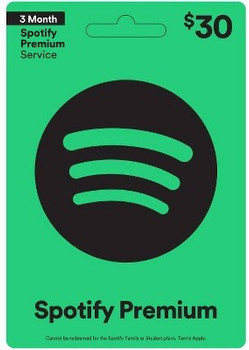 Spotify 30$ Premium Gift Card (3 месяца), US-регион