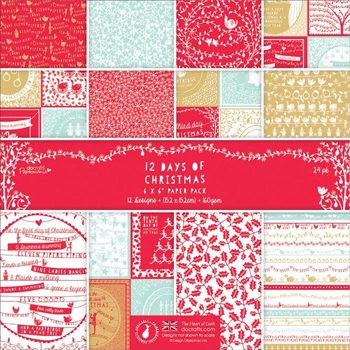 Набір паперу Papermania 12 Days of Christmas 12 аркушів 15х15 см, артикул PM160154