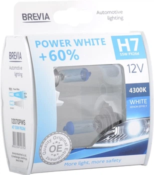 Галогенова лампа Brevia H7 12V 55W PX26d Power White +60% 4300K S2 (12070PWS)