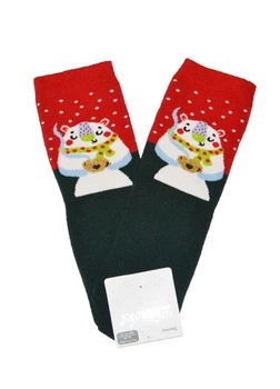Шкарпетки Ekinoks Socks новорічні махрові короткі Ведмедик 21-22 (3-4 роки) темно-зелений (ЦК-35-01)