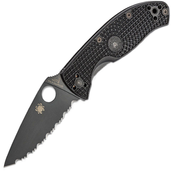 Нож складной Spyderco Tenacious серрейтор (длина: 197мм, лезвие: 86мм, черное), черный FRN