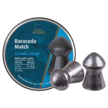 Кулі для пневматики H&N Baracuda Match (5.53 мм, 1.37 р, 200шт)