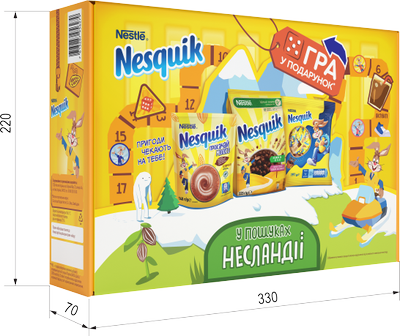 Подарунок Nesquik з грою Несландія Какао Nesquik 140 г Готовий сніданок Nesquik 225 г Цукерки Nesquik 191 г + настільна гра (7613287956279)