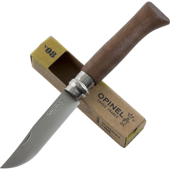 Ніж складний Opinel №8 Inox (довжина: 190мм, лезо: 85мм), горіх