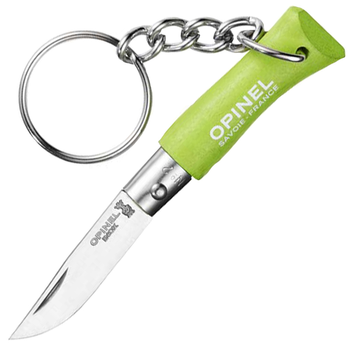2 в 1 - нож складной + брелок Opinel Keychain №2 Inox (длина: 80мм, лезвие: 35мм), салатовый