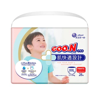 Трусики-подгузники GOO.N Plus для детей 13-25 кг (размер BigBig (XXL), унисекс, 28 шт)