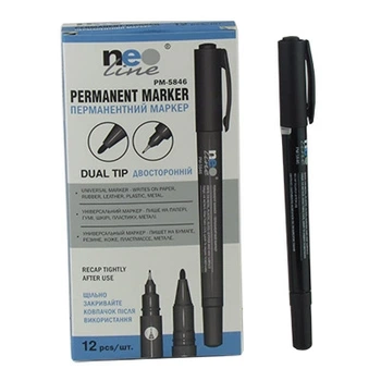 Маркер Permanent двусторонний черный Neo Line PM-5846