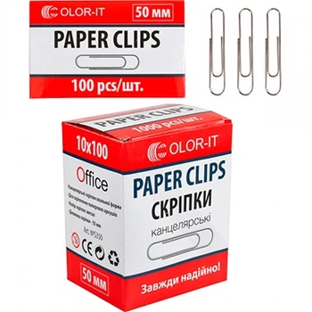 Скрепка металл 50мм круглая 100шт С S350 (10057)