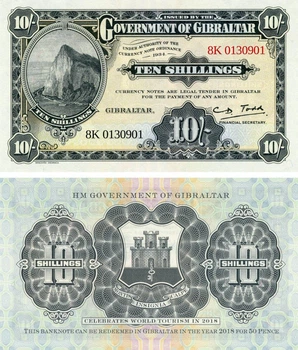 Банкнота Гібралтар 10 шилінгів 2018 UNC (Pnew)