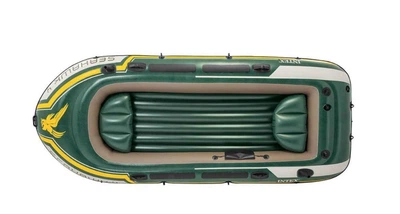 Трехместная надувная моторно-гребная лодка Intex Seahawk 4 Set Plus с насосом и веслами Зеленая 351х145 см (IP-170805)