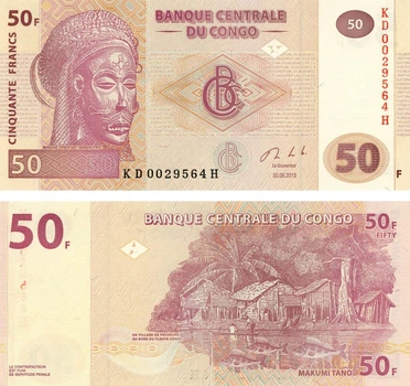 Банкнота Демократична республіка Конго 50 франків 2013 UNC (P97A)
