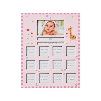 Детская рамка на 12 фото 3,5х3,5 и 1 фото 10х6 Walther Baby Animal (розовый)