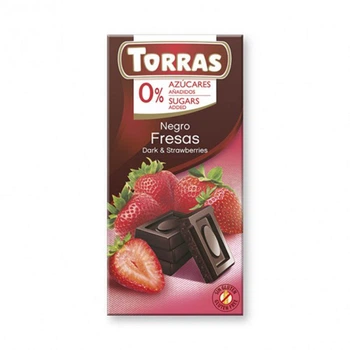 Шоколад черный TORRAS с клубникой (БЕЗ САХАРА, БЕЗ ГЛЮТЕНА) 75г (00-00000087)