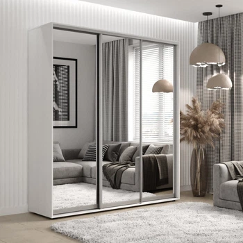 Шкаф-купе Viant Light2 Зеркало/Зеркало 2200х600x2200 мм Белый