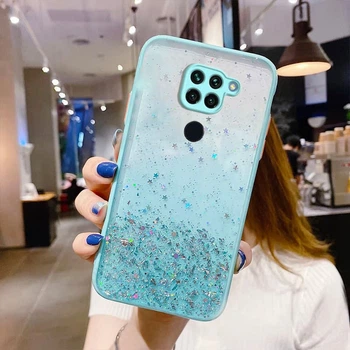 Чехол Stardust с цветными бортиками для Xiaomi Redmi Note 9 Бирюзовый