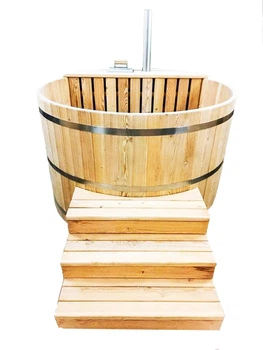 Офуро для бани Aquamarine Pool из натурального дерева диаметром 2 м