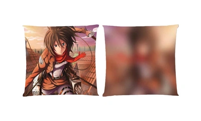 Подушка Атака Титанов (Attack On Titans) 3 квадратная двухсторонняя стандарт 35 х 35 см - MyTee