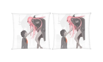 Подушка Милый во Франксе / Darling In The Franxx 2 квадратная двухсторонняя стандарт 35 х 35 см - MyTee