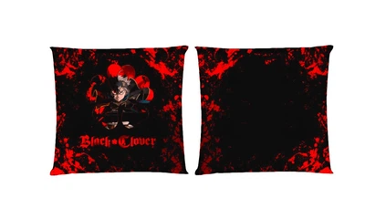 Подушка Black Clover (Черный Клевер) 5 квадратная двухсторонняя стандарт 35 х 35 см - MyTee