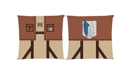 Подушка Атака Титанов (Attack On Titans) 4 квадратная двухсторонняя стандарт 35 х 35 см - MyTee