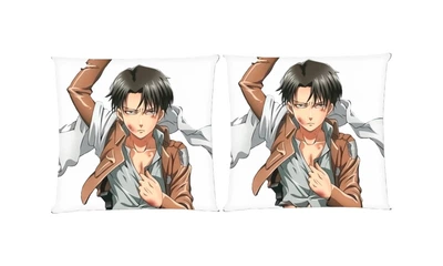 Подушка Levi Ackerman 3 (Attack On Titans) квадратна двостороння стандарт 35 х 35 см - MyTee