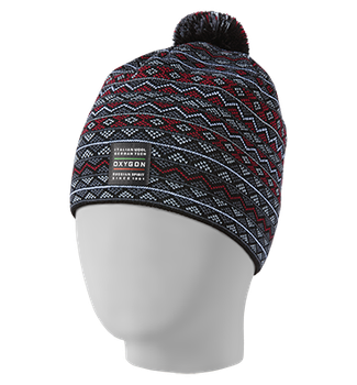 Шапка мужская из пряжи с шерстяным помпоном VIPER One Size (54-59) Чёрный / Красный