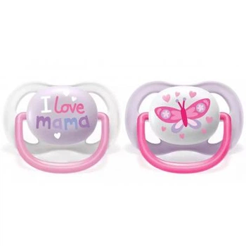 Пустышка Philips AVENT Ultra Air I love... для девочек 0-6 мес. (SCF080/02)