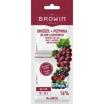 Набор Browin: дрожжи + питательная среда для красных вин, 17г