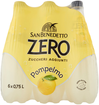 Упаковка соковмісного газованого напою San Benedetto Ginzer Zero Grapefrut без цукру 0.75 л х 6 пляшок (8001620012505)