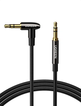Кабель аудіо Ugreen 3.5 mm Hi-Fi AUX нейлоновий плетений стереокабель 1M Black (AV139)