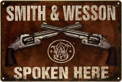 Металева табличка "Spoken Here Smith & Wesson" (ms-002468)