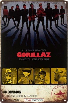 Металева табличка "Gorillaz (A 13 & Zombie Production Gorillaz Escape To Plastic Tour)" (ms-002755)