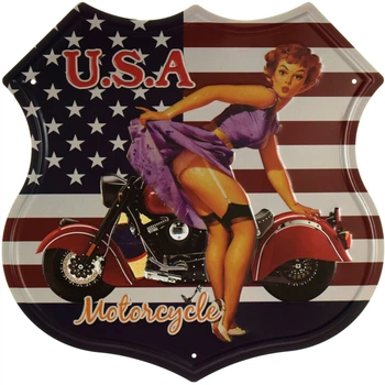 Металлическая табличка "Мотоцикл США" (ms-001323)