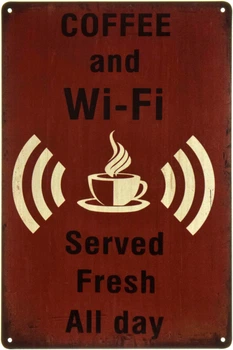 Металлическая табличка "Кофе И Wi-Fi" (ms-002256)