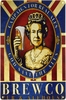 Металлическая табличка "Brewco (C Елизаветой II)" (ms-002233)