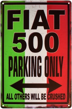Металлическая табличка "Fiat 500 Parking Only" (ms-001305)