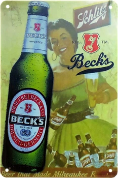 Металлическая табличка "Beck's (Пиво, Сделавшее Милуоки Знаменитым)" (ms-00454)