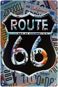 Металева табличка "Route 66 (Номерні Знаки)" (ms-001417)