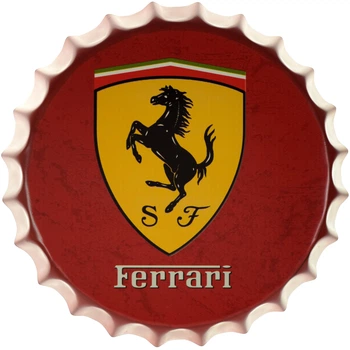 Металлическая табличка "Ferrari (Красный Фон)" (ms-001701)