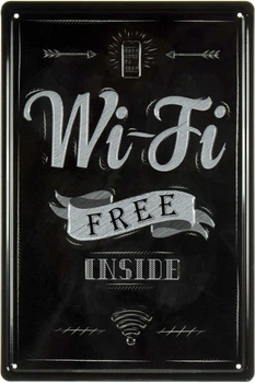 Металлическая табличка "Free Wi-Fi Inside" (ms-001809)