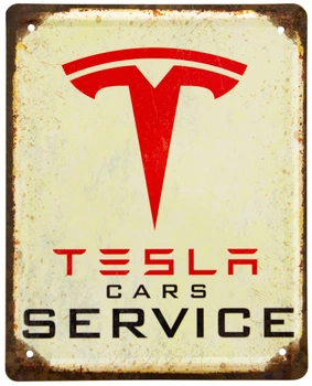 Металева табличка "Tesla Cars Service" (ms-002045)