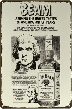Металлическая табличка "Jim Beam (Томас Джефферсон)" (ms-002179)