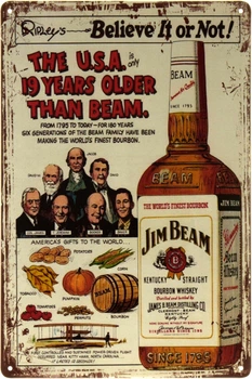 Металлическая табличка "Jim Beam (Хочешь Верь, Хочешь Нет!)" (ms-002178)