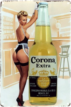 Металлическая табличка "Corona Extra (Girl)" (ms-00736)