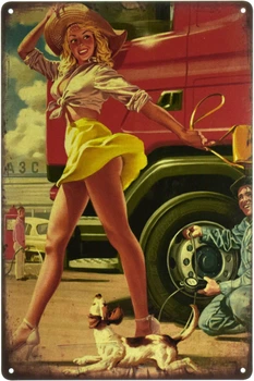 Металева табличка "АЗС (Pin Up)" (ms-003026)
