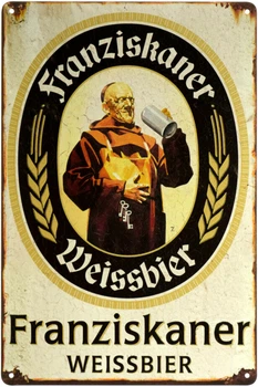 Металлическая табличка "Пиво Franziskaner Weissbier" (ms-003054)