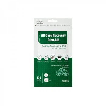 Наклейки от прыщей Purito All Care Recovery Cica-Aid 51 штука: 10мм-36 шт. и 12мм -15шт.