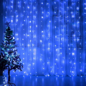 Гірлянда штора водоспад Max 2*2 метри завіса дощ 240LED + конектор Блакитний