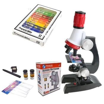 Набор детский микроскоп для школьника Chanseon 1412 (1200 Х) + биологические образцы (eg-100096)