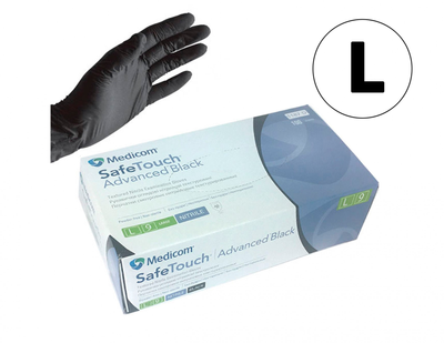 Рукавички нітрилові Medicom SafeTouch Black L чорні 3,6 гр 100 шт (000134)